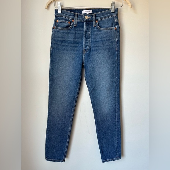 Re/Done Jeans Women’s 26 90s High Rise Ankle Crop Jean Cadet Indigo NWT - Picture 5 of 13